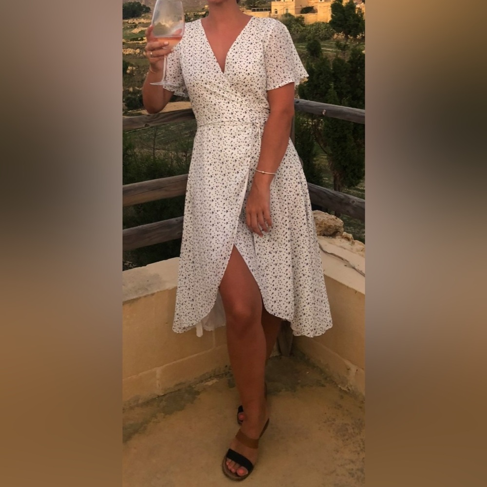 White wrap dress